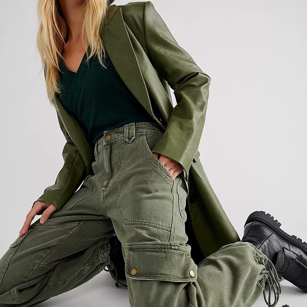 Free People Come And Get It Utility Pants Cargo Orange Cotton XL - Picture 2 of 9